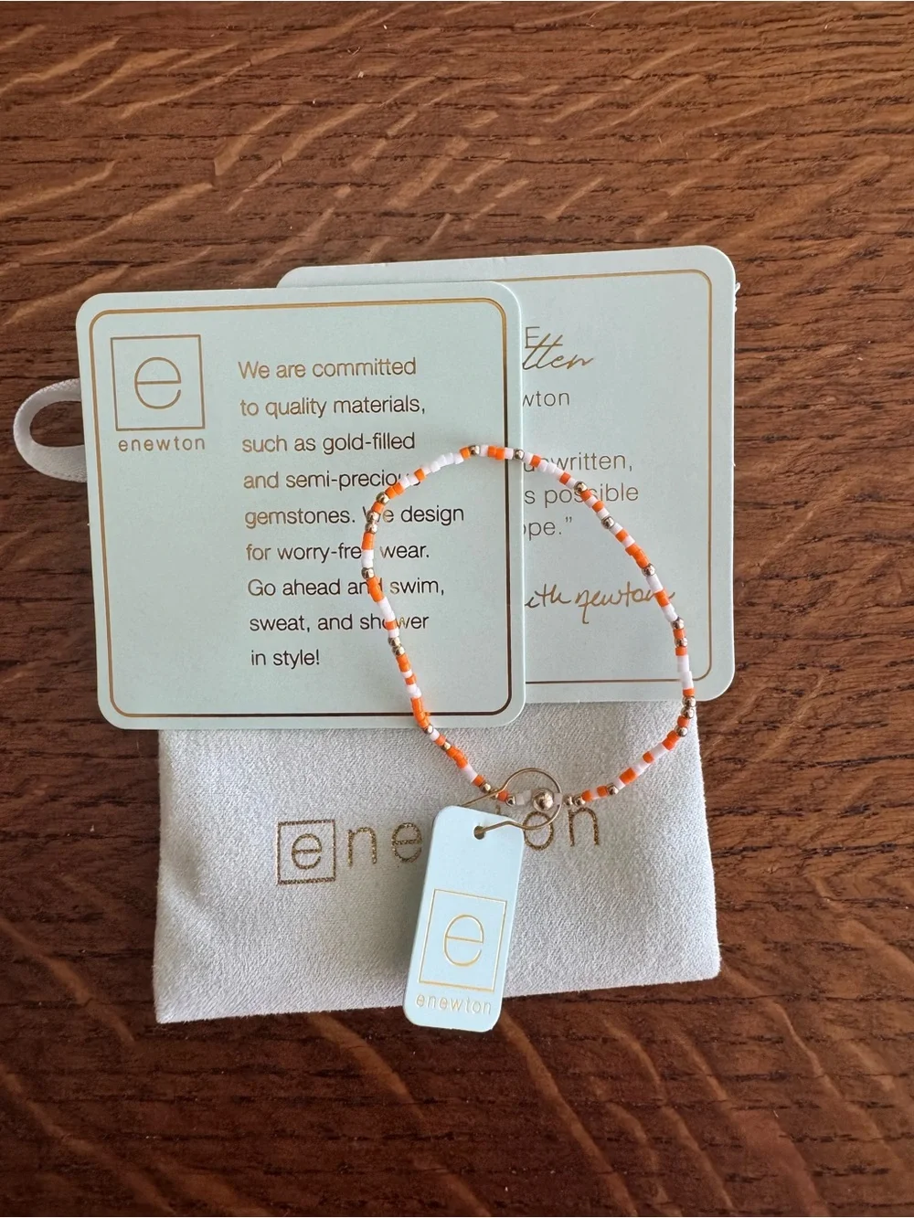 ENewton Orange Beaded Stretch Bracelet
